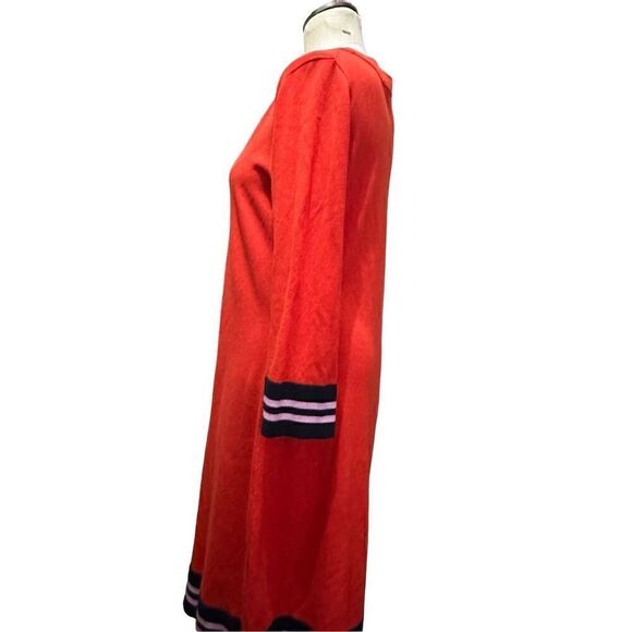 BODEN Trudy Knitted Wool Blend Dress Red Blue Knee Length Bell Sleeve Size 12 - Picture 3 of 12